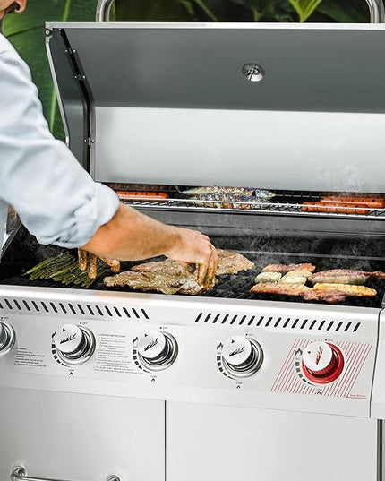 Royal Gourmet 5-Burner Propane Gas Grill with Side Burner, Stainless Steel Barbeque Grills, Silver, GA5404S