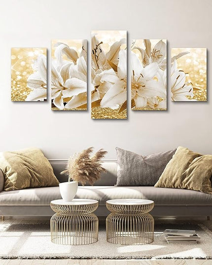LUDUHU Arts Modern Flower Theme Wall Art - Abstract Orchid Canvas Wall Decor Flower Abstract Painting Still Life Canvas Wall Art for Home Decor (H,Oversize 80x40inch)