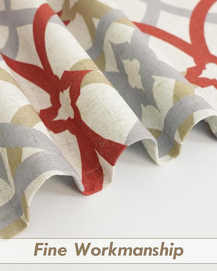 DriftAway Alexander 100% Blackout Curtains for Living Room Linen Blend Pattern Match Thermal Insulated Room Darkening Geo Moroccan Mid Century Back Tab Bedroom Drapes 2 Panels 52 x 108 Inch Linen Red