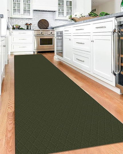 KOZYFLY Runner Rug 3x12 Ft Washable Runners for Hallways Non Slip Rubber Backed Kitchen Runners, Braided Cotton Entryway Runner Indoor, Floor Carpet for Hallway Kitchen Entryway, Dark Green