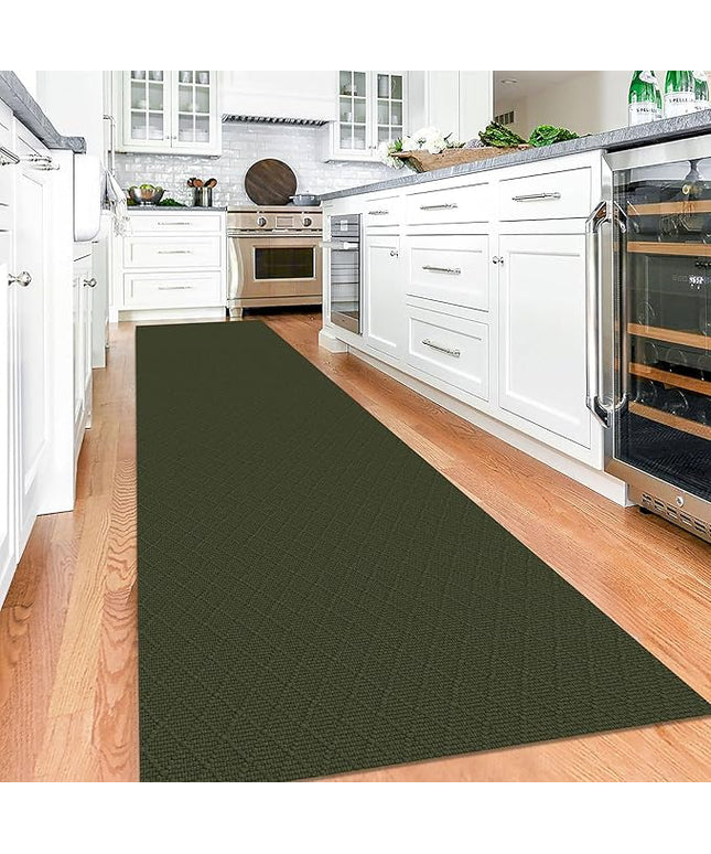 KOZYFLY Runner Rug 3x12 Ft Washable Runners for Hallways Non Slip Rubber Backed Kitchen Runners, Braided Cotton Entryway Runner Indoor, Floor Carpet for Hallway Kitchen Entryway, Dark Green