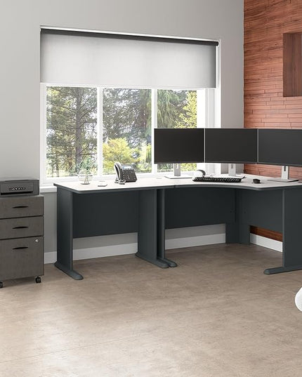 Bush Business Furniture Series A 48W Corner Desk in White Spectrum and Slate, Small Computer Table for Home or Professional Office