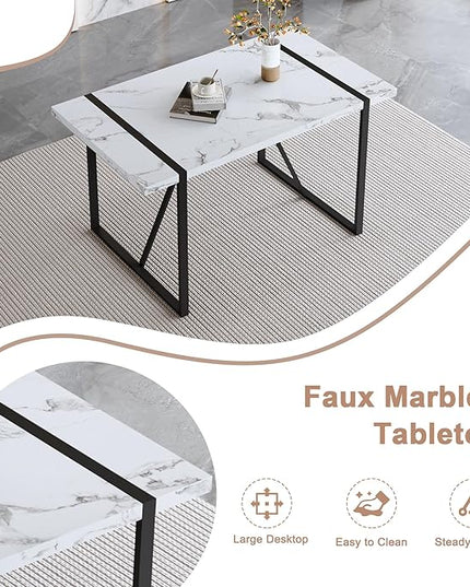 7 Piece Dining Table Set for 6,Modern Rectangle Dining Table and Fabric Dining Chairs 6,Kitchen Table and Chairs for 6,Ideal for Kitchen Dining Room