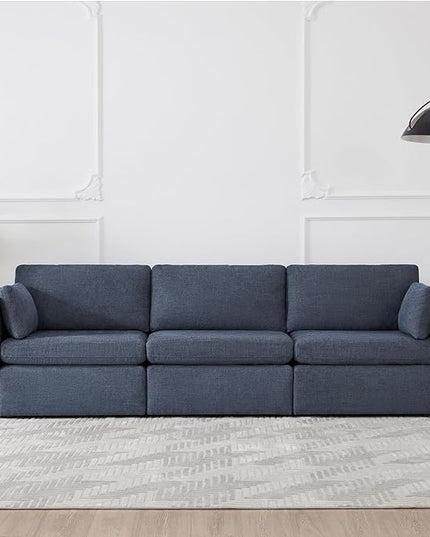 CHITA Oversized Modular Sectional Convertible Fabric Sofa Set, FSC Certified Extra Large Sectional Deep Seat Couch for Living Room,112 inch Width,3 Seat Modern Modular Sofa, Blue
