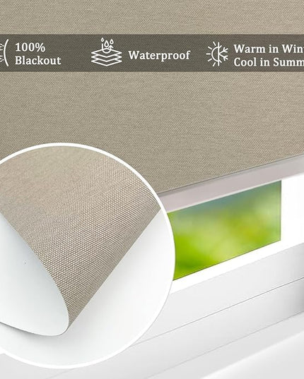 Motorized Blinds with Remote Smart Blackout Shades Electric Curtains Automatic Roller Blinds Shades for Indoor Windows Cordless with Alexa Google Home(Blackout Sweet Latte,W28x H62)