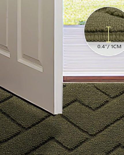 hicorfe Front Door Mat Outside Entrance,24"x35" Absorbent Muddy Dirt Resist Welcome Door Mats Outdoor Indoor,Stain and Fade Resistant,Non Slip Backing Entry Mat Doormat for Entryway (Oliver Green)