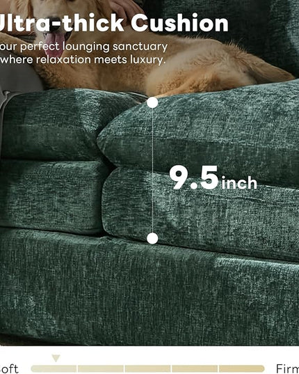 Tbfit Living Room Furniture Set, Loveseat & Standard Couch, Modern Comfy Cloud Sofa Set, Spring Seat Cushion, Chenille Fabric, Green