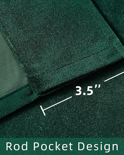 Joydeco Customized Velvet Curtains for Bedroom & Living Room, Heavy Duty Luxury Thermal Insulated Dark Green Velvet Curtains Rod Pocket 1 Panel, Custom Size