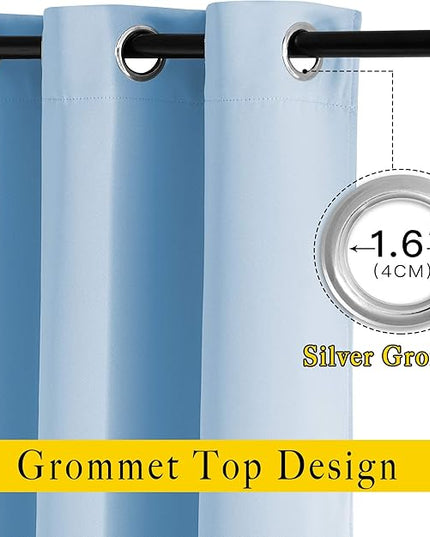NICETOWN Blue Curtains 96 inches Long, Grommet Thermal Insulated Blackout Curtains Privacy Window Treatments for Boys Room/Living Room, W46 x L96, 2 Panels