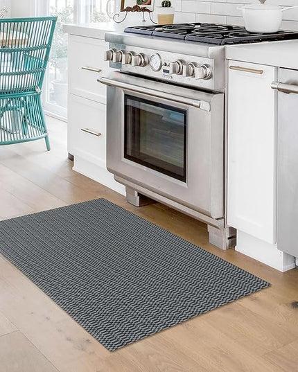 KOZYFLY Washable Area Rug 2x3 Ft Small Entryway Rug Indoor Door Mat Throw Rugs with Rubber Backing, Braided Cotton Floor Carpet for Front Entrance Bathroom Kitchen Foyer, Grey/Charcoal Grey