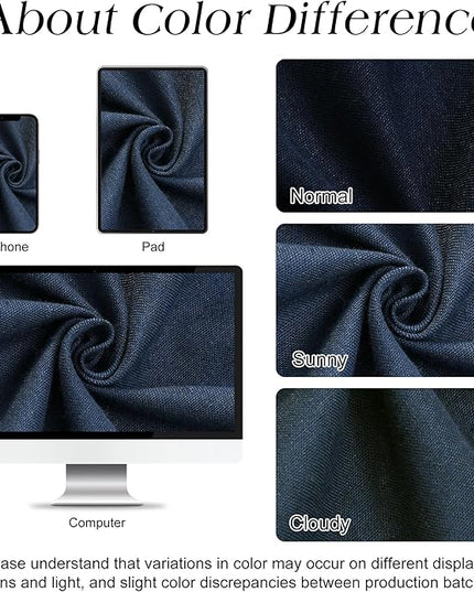 Naturoom Navy Blue Shower Curtain for Bathroom, Linen Textured Weighted Hem Cloth Shower Curtain Set with Hooks, Simple Hotel Luxury Men Nautical Bath Accessories Decor,72x96, Dark Blue