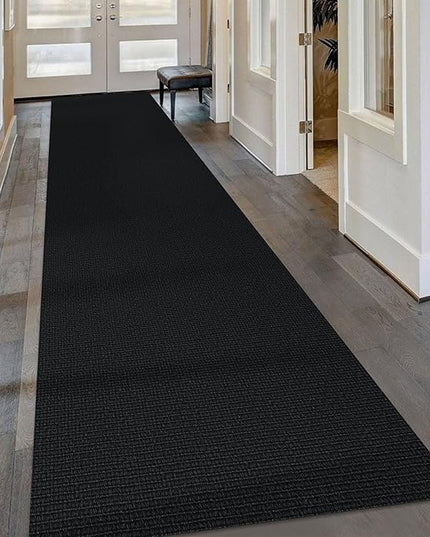 KOZYFLY Washable Runner Rug 3x16 ft Hallway Kitchen Runner Rugs with Rubber Backing Bobo Non Slip Entryway Runner Indoor, Long Carpet Runners for Hall Kitchen Entryway, Black
