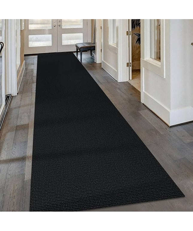 KOZYFLY Washable Runner Rug 3x16 ft Hallway Kitchen Runner Rugs with Rubber Backing Bobo Non Slip Entryway Runner Indoor, Long Carpet Runners for Hall Kitchen Entryway, Black