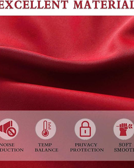 DONREN 84 inche Length Curtain Panels - Light Reducing Thermal Insulated Solid Blackout Curtains/Panels/Drapes for Living Room (Set of 2, 60 inches by 84 Inch, Red)