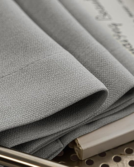100% Blackout Curtains Thick Soft Curtain 2 Panels Set for Small Bedrooms/Children's Rooms, Linen-Look Textured Full Light Blocking Room Darkening Thermal Insulated Drapes (W52xL54, Grey)