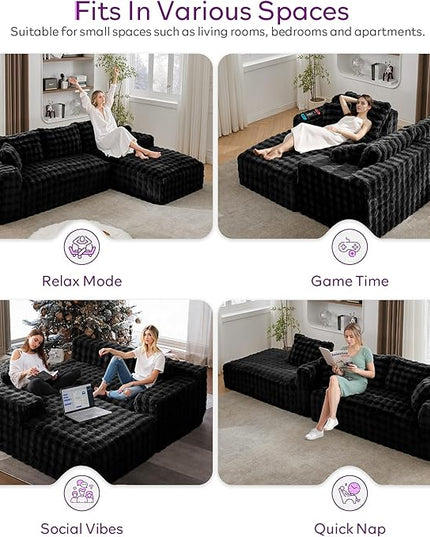 TYBOATLE 107’’ Boneless Memory Foam Couch, Cloud Sectional Couches for Living Room w/Upgraded Fabric, Deep Seat Comfy Fluffy L Shaped Modular Sectional Sofa