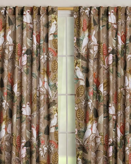Maison d'Hermine Curtains for Living Room 100% Cotton 84 inch Length Two Panels Light Filtering Curtains for Bedroom Windows with Rod and Loop Pockets Drapes (Cacatoes - Silver Sage, 50" W x 84" L)