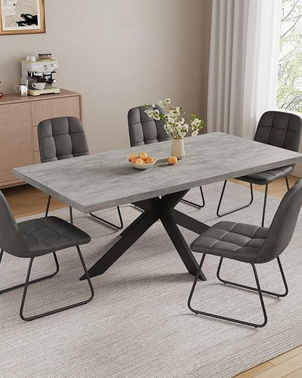 ZckyCine 7-Piece Expandable Dining Table Set, 51"-67" Modern Rectangular Table with 6 Faux Leather Chairs – Space-Saving Kitchen Set for 6, Ideal for Family Meals & Entertaining