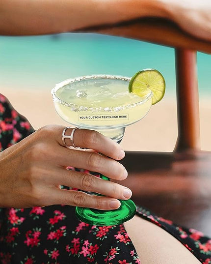 DISCOUNT PROMOS 10 Margarita Glasses Set, 9 oz. - Personalized Text, Logo - Classic, Smooth, Barware, Glassware - Green