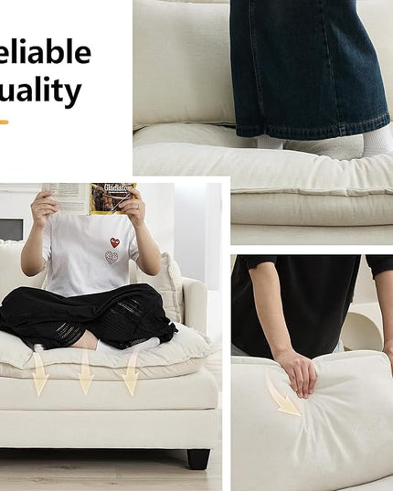 111'' Sectional Cloud Deep Seat Couch, Modern Comfy Chenille L Shaped Sectional Sofa for Living Room Set, Upholstered Modular 4-Seats Sofa Couch with Movable Ottoman, Beige