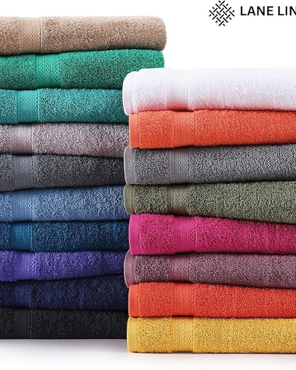 LANE LINEN 100% Cotton Luxury Bathroom Towel Set - 6 Pieces - Super Soft, Fluffy & Highly Absorbent - 2 Large Bath Towels, 2 Washcloths, 2 Hand Towels - Complete Family Pack - White Bath Towel Set