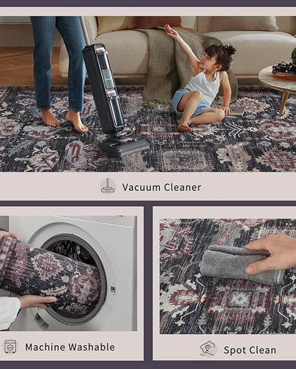 Ciicool Area Rug 5x7ft Washable Rugs for Living Room Non-Slip Indoor Rugs Large Low-Pile Mat Floor Carpet Vintage Rug for Bedroom Dinning Foyer Decor