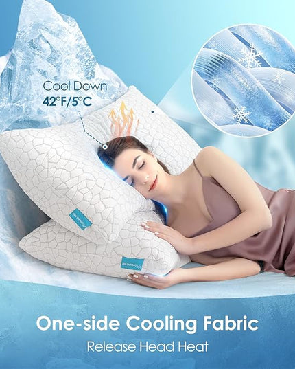Cooling Bed Pillows for Sleeping 1 Pack Shredded Memory Foam Pillows Adjustable Cool Pillow