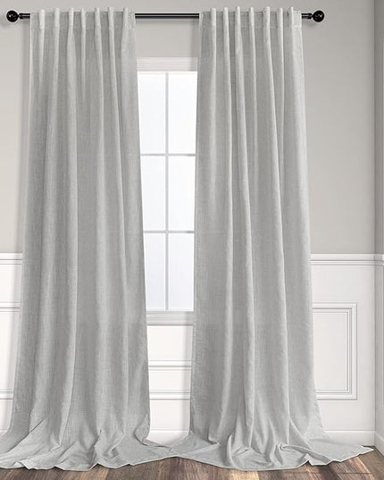 Long Grey Curtains 108 Inches for Living Room Set of 2 Panels Rod Pocket Back Tab Drapes Light Filtering Thick Sheer Linen Semi Privacy Dove Gray Curtains for Mens Office Bedroom Patio Door 9 FT Tall