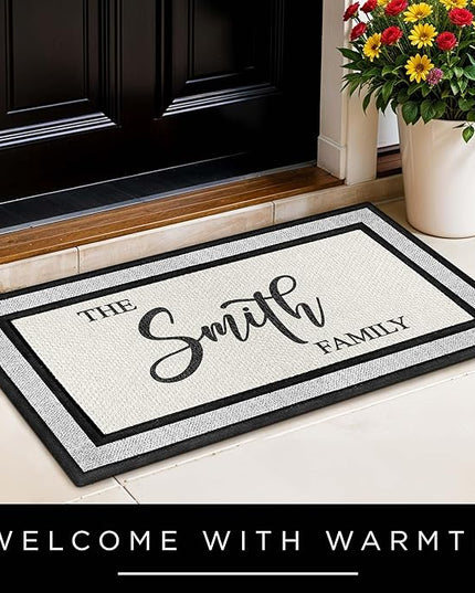 My Sign Center Door Mat, Personalized Doormat, Custom Family Name Mat for Front Door, Indoor/Outdoor, Housewarming Gift, Heavy Duty Slip Resistant Backing, 18x30 Inches, Polyester Top Made in USA