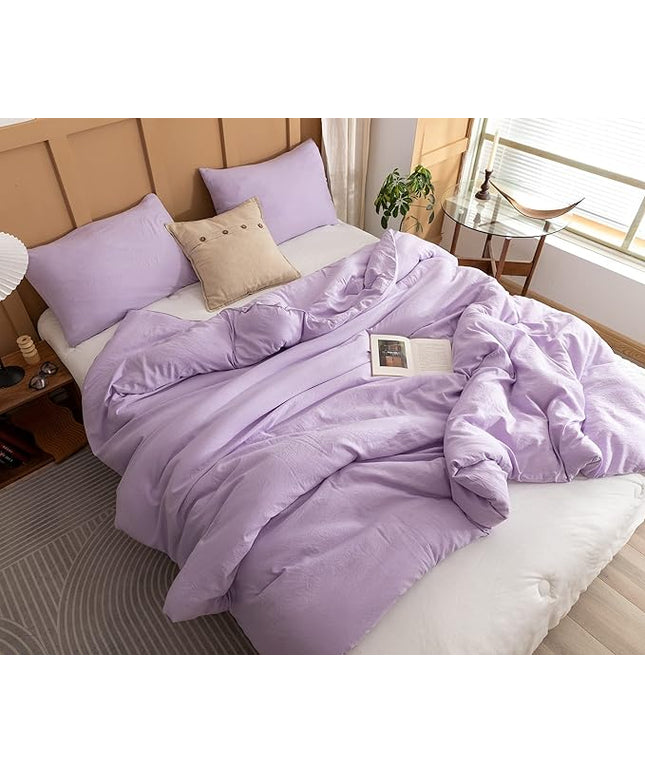 ROSGONIA King Size Comforter Set Lavender, 3pcs (1 Boho Purple Comforter & 2 Pillowcases), Soft Bedding Lightweight Bedspread Blanket Quilts
