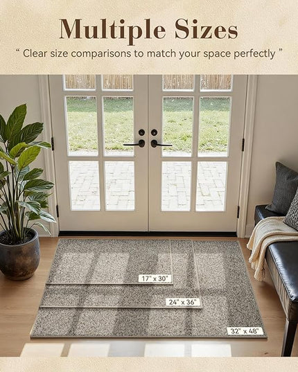 MontVoo Door Mat Indoor Entrance Doormat, Absorbent Durable Rubber Non Slip Front Door Mat for Inside Entry Entryway Dirt Trapper Welcome Mat, Grey Brown 17''x30''