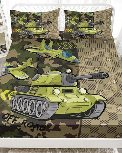 AILONEN Army Tank Helicopter Bed Sheet Full Size Camo Sheet Bedroom Decoration Gift for Kids Boys Bedding 3 Pieces Set,Soft Breathable Fitted Sheet and 2 Pillowcases