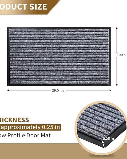 Yimobra Front Door Mat Outdoor Indoor Entrance, 100% Waterproof All-Season All Weather Doormat, Welcome Matt Outside Entry, Non Slip, Low Profile, Heavy Duty Patio Porch Floor Mat,29.5x17, Gray White