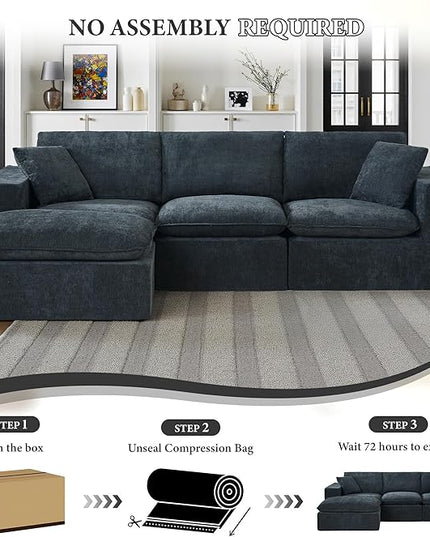 110" Sectional Couches for Living Room Boneless Couch Upholstered Cloud Couchs Sectional Modular Sectional Sofa with L Shaped
