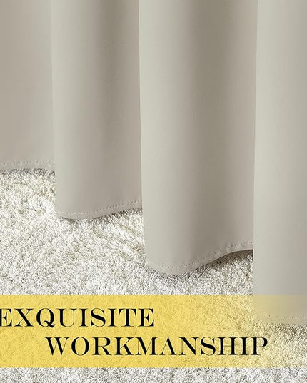 NICETOWN Extra Wide Blackout Sliding Door Curtains 95 inch Length - Grommet Insulated Curtain Light & Sound Blocking Drape for French Door/Patio Door (Natural, W100 x L95, 1 Panel)