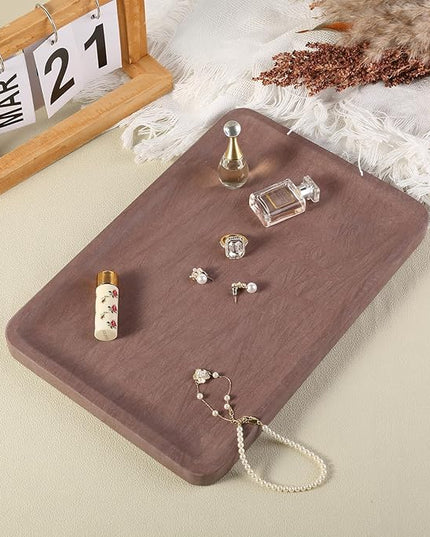 Marble Vanity Tray, 11.8in Sandstone Bathroom Kitchen Tray for Countertop, Decorative Dresser Organizer, Perfume Storage, Jewelry Holder, Brown Stone Gift for Man