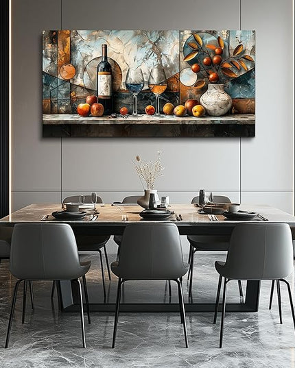 XIGUANGART Large Canvas Wall Art For Dining Room Wall Decor For Kitchen Wine Bottle Painting Still Life Abstract Picture Artwork Pub Bar Living Room Wall Mural Posters Home Decorations Ready To Hang