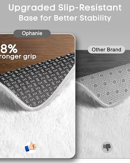 Ophanie White Rugs for Bedroom Fluffy, Girls Kids Baby Shaggy Shag Fuzzy Soft Carpet, 3x5 Small Plush Bedside Area Rug, Indoor Floor Room Carpet for Teen Dorm Home Decor Aesthetic, Nursery