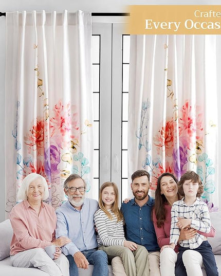Maison d' Hermine Curtains for Living Room 100% Cotton 108 inch Length One Panel Light Filtering Curtains for Bedroom Windows with Rod and Loop Pockets Drapes (Floral White, 50" W x 108" L)