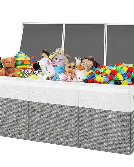 Large Toy Box Chest,Toy Storage Organizer,Storage Bins with Lids,Stuffed Animal Storage,Toy Bins for Kids,Toddlers,Baby,Girls,Nursery,Living room,playroom(Grey)