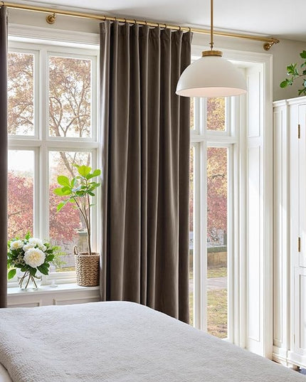 Lazzzy Velvet Blackout Curtains Thermal Insulated Room Window Drapes Super Soft Luxury Curtains for Living Room Bedroom Rod Pocket 2 Panels, Truffle, 52" W x 84" L