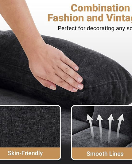 VINGLI 110" Sectional Couches for Living Room,U Shaped Couch with Double Chaise, 4-Seat Sofa Set with Chenille Fabric for Home Furniture,Black