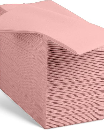 Linen-Feel Colored Paper Napkins - Decortive Cloth-Like Mellow Rose Dinner Napkins - Soft And Absorbent. For Kitchen, Party, Wedding, Bathroom Or Any Occasion. (Pack of 100)