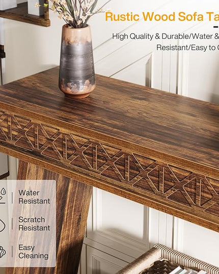 Tribesigns Farmhouse Console Table, 70.9-Inch Extra Long Entryway Table with Storage, 2-Tier Narrow Sofa Table Behind Couch, Wooden Accent Table for Living Room, Hallway, Foyer, Dark Brown