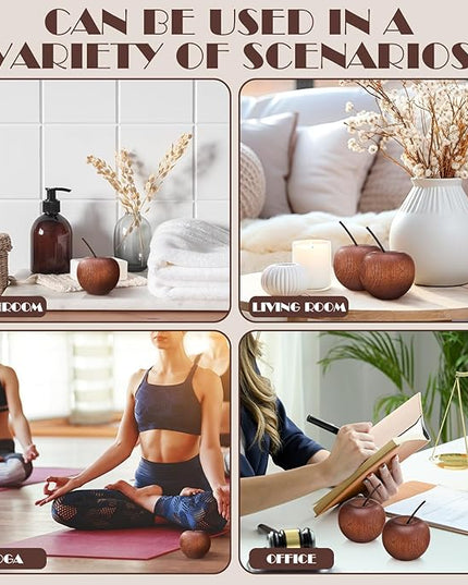 Novabright 4 Pcs Wooden Apple Shaped Essential Oil Diffuser Portable Aromatherapy Diffuser Decorations Farmhouse Rustic Air Freshener for Car Home Bedroom Office Desktop Sauna Yoga Room SPA Centers