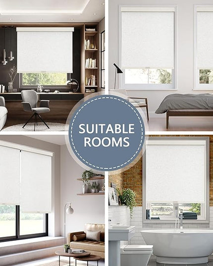 AOSKY Blackout Roller Shades Cordless Blinds for Windows, Free-Stop Shades with Valance, Thermal Insulated Fabric, UV Protection, Blinds for Home and Office (66" W x 72" H, Linen Beige