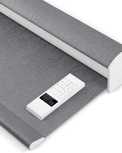 Zshine Motorized Blackout Window Blinds Customize Width (23-95 Inches) Remote Control Wireless and Rechargeable Roller Shades Blinds for Windows, Home, Office, Hotel, Club, Restaurant(82164D)