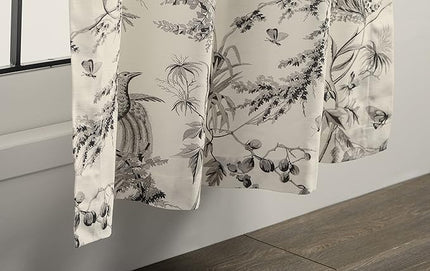 Maison d' Hermine Curtains for living room 100% Cotton 124 inch length One Panel Light Filtering Toile Curtains for Bedroom Windows with rod and loop Pockets Drapes (Paradise Mid Night, 50"W x 124"L)