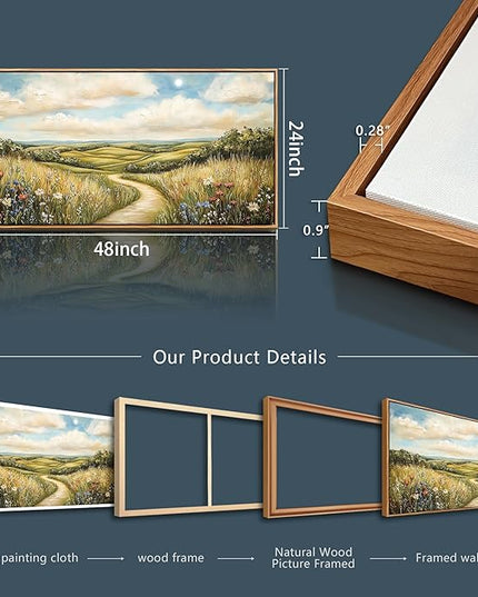 PHAOHUAXM Large Canvas Wall Art For Living Room Wall Decor For Bedroom Wall Painting Ink-Wash Landscape Farmhouse Office Restaurant Print Pictures Art Home Decor Ready To Hang Wood Framed 24"X48"