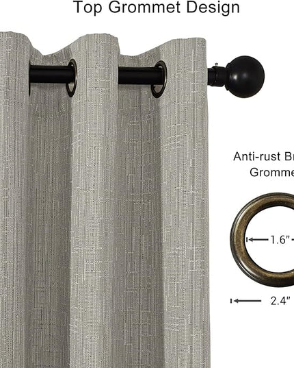 Jacquard Linen Curtains 84 inch Length 2 Panels Thick Faux Linen Blended Window Drapes Burlap Textured Curtains with Grommet for Living Room Bedroom Farmhouse (52x84 Light Khaki) Natural